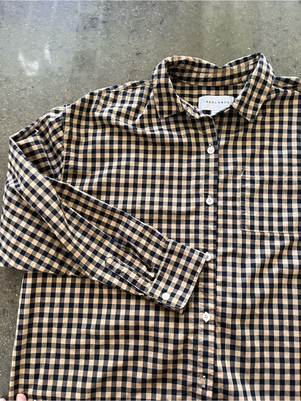 Tradlands Black and Tan Gingham Button-Up Shirt